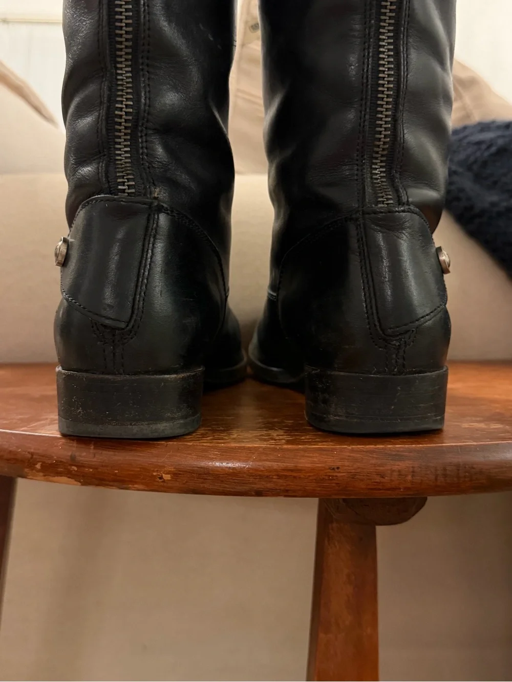 FRYE Melissa Button Black Tall Leather Riding Boots